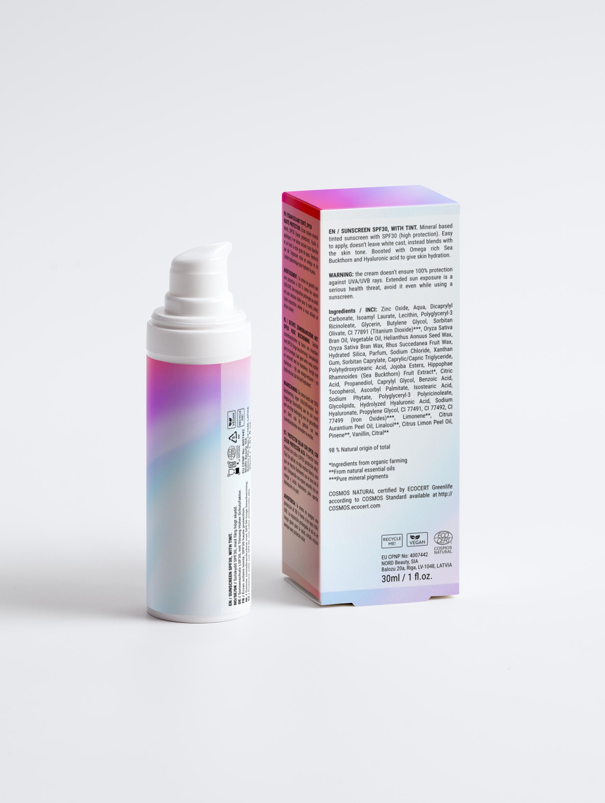 Sunscreen SPF30, with tint